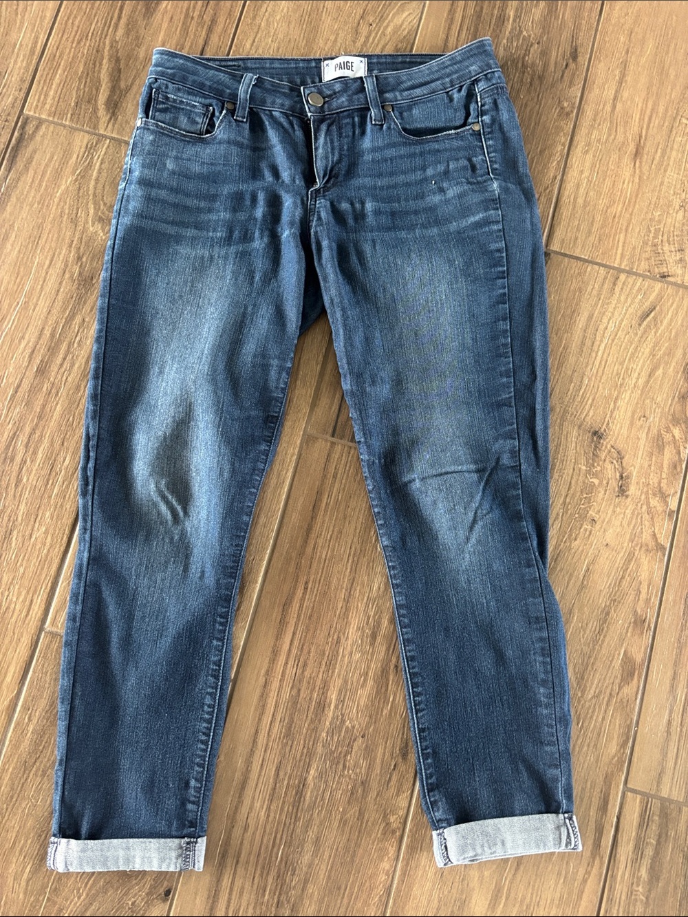 PAIGE Women's Dark Wash Boyfriend Jeans